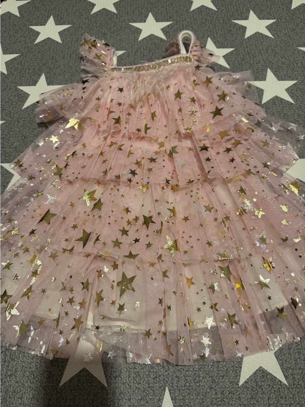 Petite Hailey Pink Star Tulle Kids Dress
